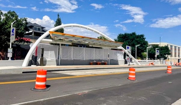 Colfax bus rapid transit station platform construction